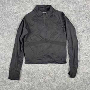 Pink Active Pullover Womens Size M/L Black Seamless Quarter Zip Cropped Athletic